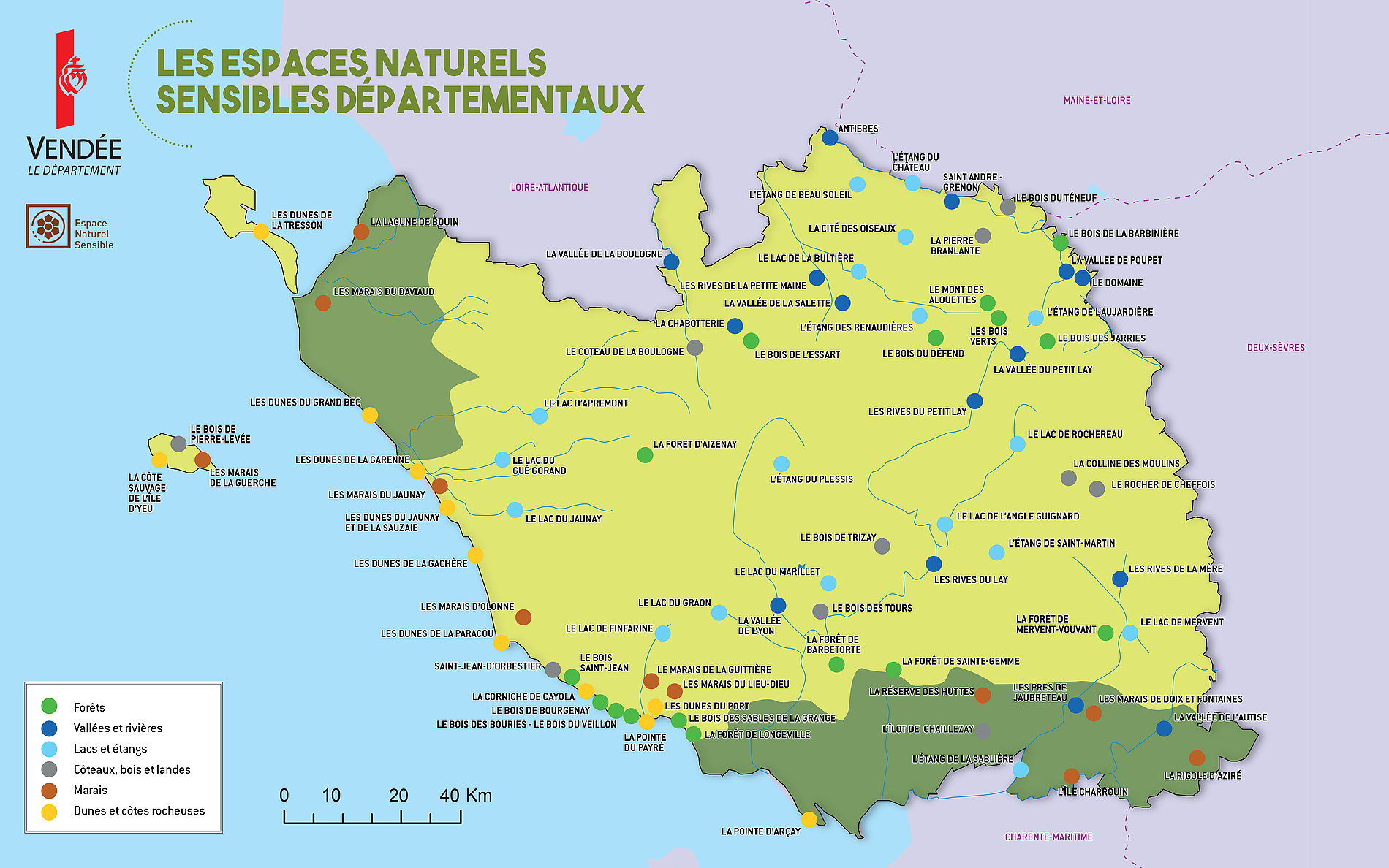 Carte des Espaces Naturels Sensibles du Département de la Vendée