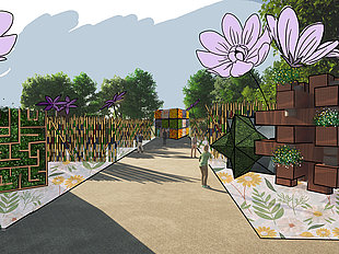 maquette de l'espace Jeux de l'esprit lors des Floralies Internationales - Nantes de 2024